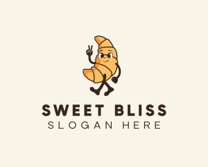 Retro Croissant Bread logo design