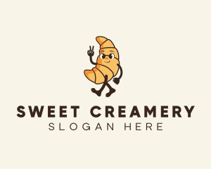 Retro Croissant Bread logo design