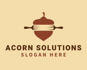 Brown Acorn Rolling Pin logo design