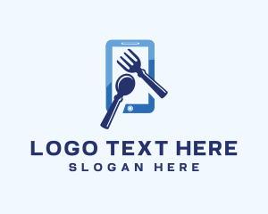 Cellphone - Spoon Fork Cutlery App logo design