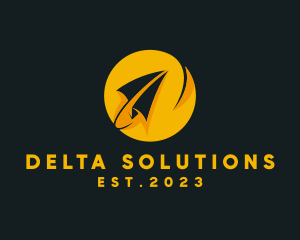 Delta - Flying Paper Plane Origami logo design