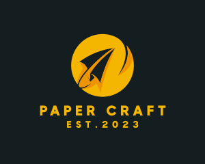 Flying Paper Plane Origami logo design