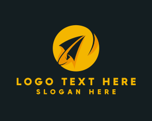 Flying Paper Plane Origami Logo