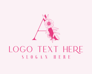 Boutique - Pink Floral Letter A logo design