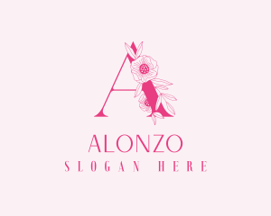 Pink Floral Letter A logo design