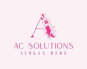 Pink Floral Letter A logo design