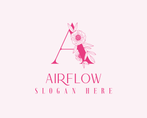 Pink Floral Letter A logo design