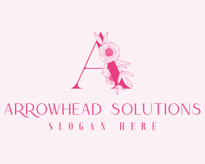 Pink Floral Letter A logo design