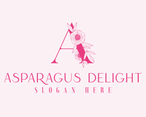 Pink Floral Letter A logo design