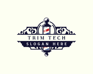 Trim - Barber Pole Hairdresser logo design