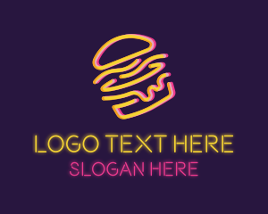 Glitch - Neon Cheeseburger Bun logo design