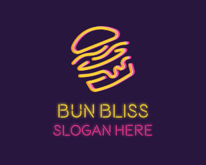 Bun - Neon Cheeseburger Bun logo design