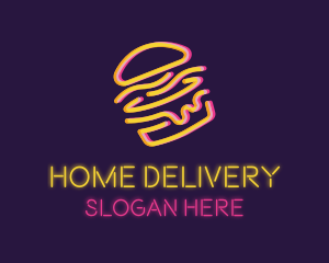 Neon Cheeseburger Bun logo design