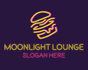 Nightlife - Neon Cheeseburger Bun logo design