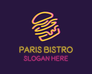 Neon Cheeseburger Bun logo design