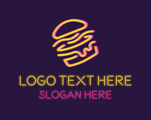 Food Delivery - Neon Cheeseburger Bun logo design