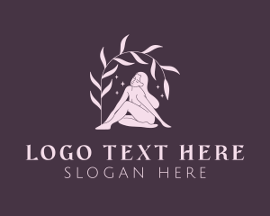 Sexual - Pink Leaves Naked Adult logo design