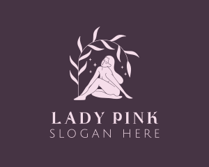 Pink Leaves Naked Adult logo design