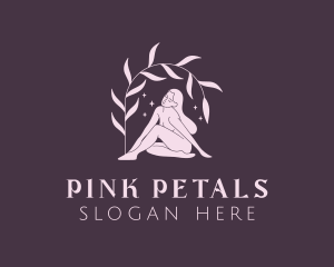 Pink Leaves Naked Adult logo design