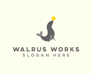 Walrus - Cute Circus Seal logo design