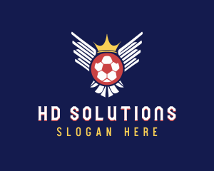 Soccer Wings Crown logo design