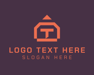 House - Orange House Letter T logo design