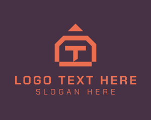 Pencil - Orange House Letter T logo design