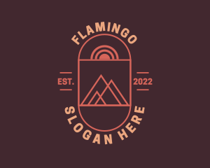 Hiking - Rustic Mountain Sun Nature logo design