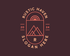 Rustic Mountain Sun Nature logo design