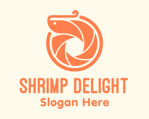 Shrimp - Orange Shrimp Camera Shutter logo design