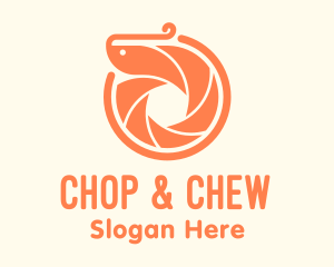 Seafood - Orange Shrimp Camera Shutter logo design