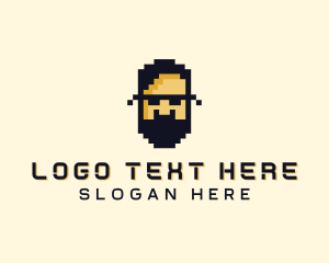 Holographic - Pixel Gaming Man logo design