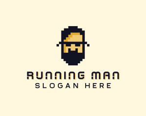 Pixel - Pixel Gaming Man logo design