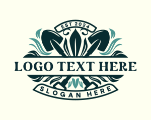 Leaf - Gardening Shovel Landscaping logo design