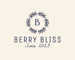 Natural Berry Wreath Garland logo design