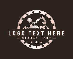 Digger - Excavator Construction Cogwheel logo design