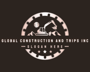 Excavator Construction Cogwheel logo design