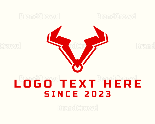 Letter V Bull Horn Logo