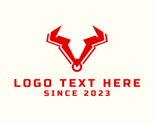 Letter V Bull Horn logo design