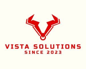 Letter V Bull Horn logo design