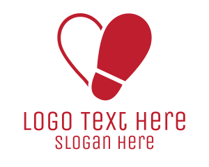 Red Heart - Foot Step Heart logo design