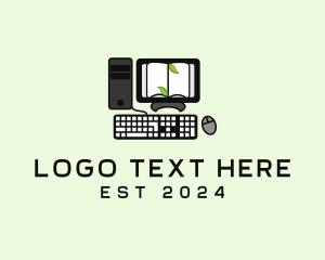 Bookshop - Online Elearning Computer logo design