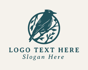 Swallow Bird - Perched Sparrow Aviary logo design