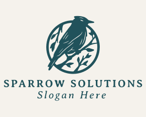 Perched Sparrow Aviary logo design