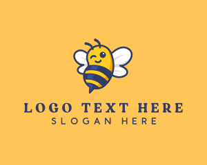 Winking Cute Happy Bee logo design