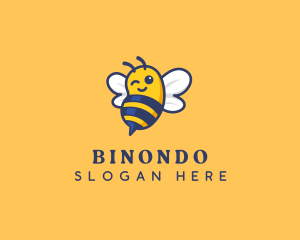 Honey - Winking Cute Happy Bee logo design