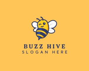 Winking Cute Happy Bee logo design