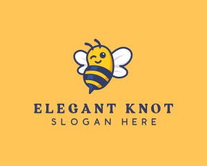 Winking Cute Happy Bee logo design