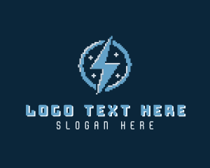 Clan - Lightning Bolt Pixel logo design