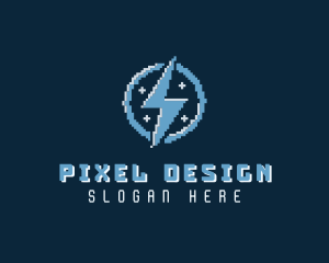 Lightning Bolt Pixel logo design